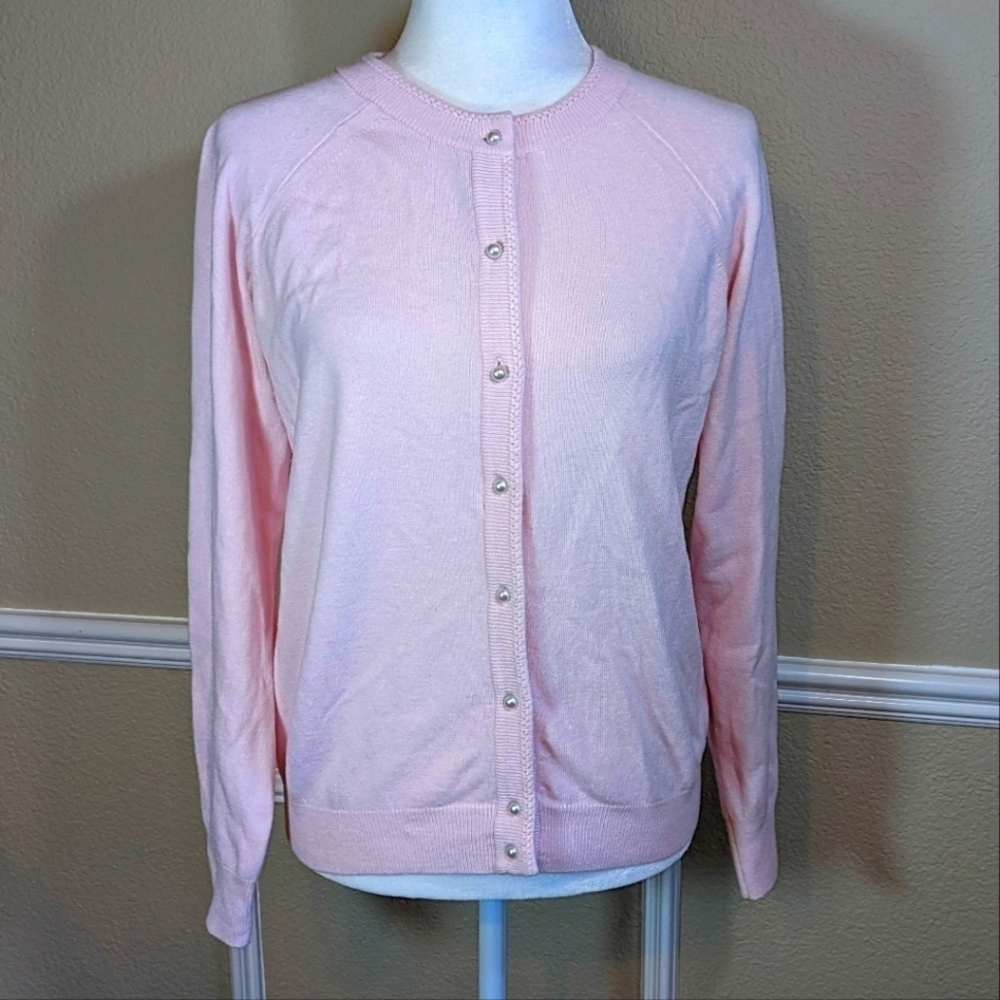 Pink & Pearl Cardigan Crewneck Sweater by Hampshire Studio - Picture 5 of 5